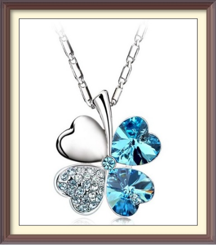 SILVER PLATED CUBIC ZIRCONIA CLOVER NECKLACE