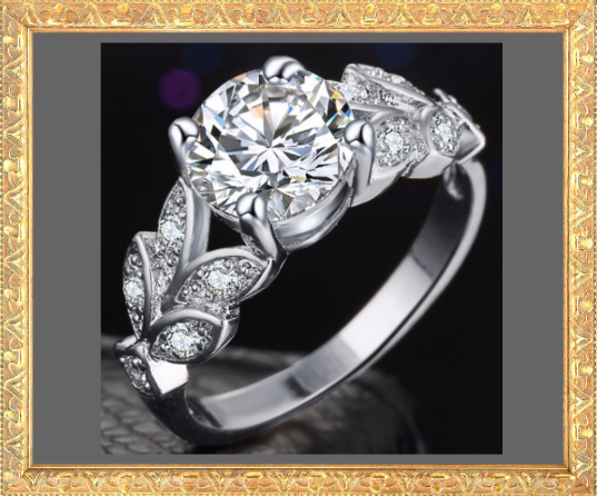 CRYSTAL & CUBIC ZIRCONIA Leaf Ring (Gold or Silver Colour)