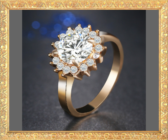 SILVER PLATED CUBIC ZIRCONIA Sun Flower Ring (Or Gold Colour)