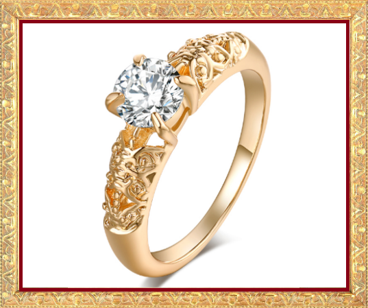 GOLD Plated cRYSTAL & CUBIC Zircon Ring