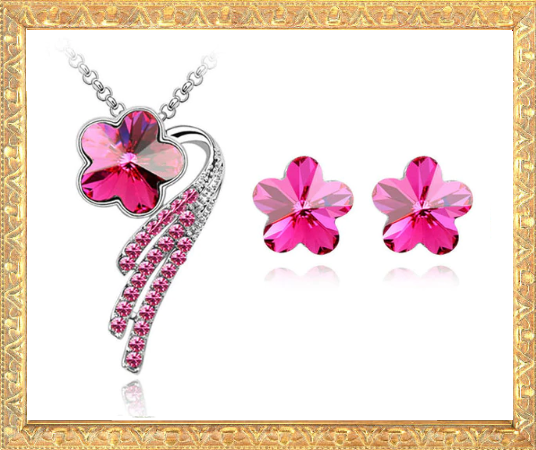 CRYSTAL flower Jewellery Set