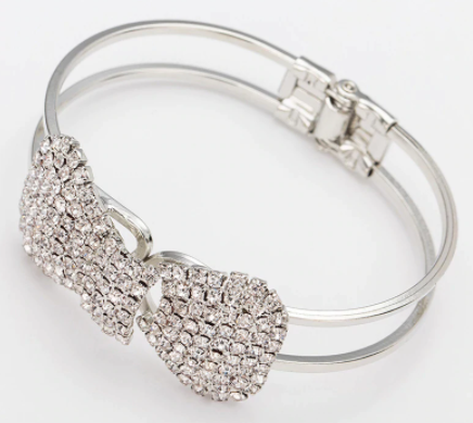 SILVER Plated CRYSTAL Bow Bracelet