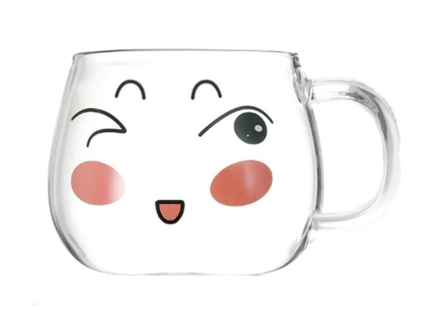 Cute Face Glass Cup