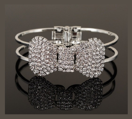 SILVER Plated Crystal Bow Bracelet