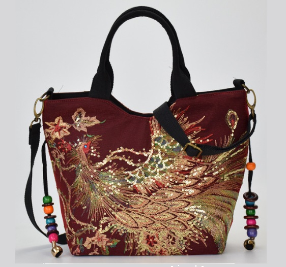 Peacock Embroidered Handbag