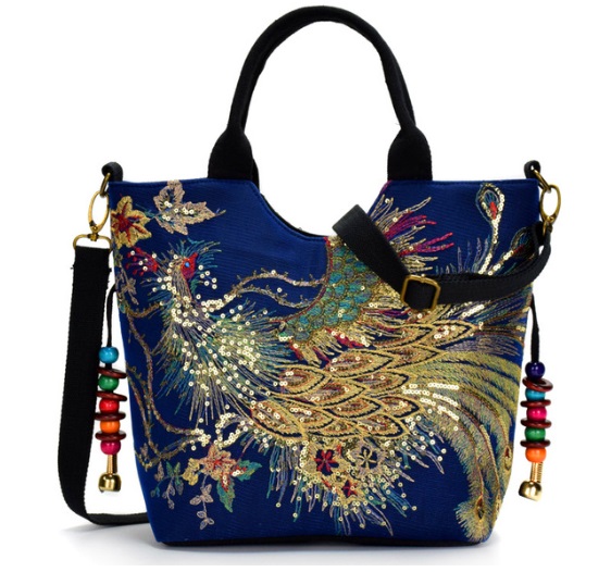 Peacock Embroidered Handbag