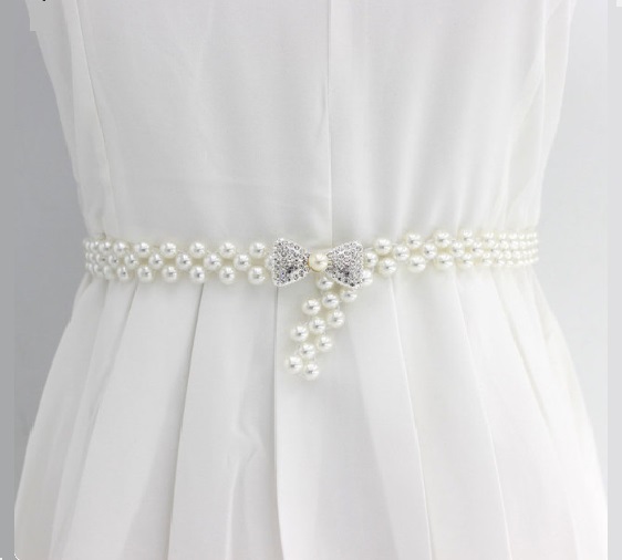 CRYSTAL Bow Faux Pearl Belt