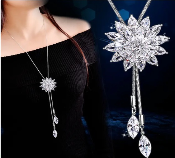 Win 1 of 4 CRYSTAL Snowflake Long Tassel Necklaces