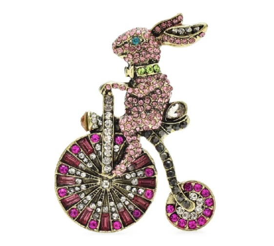 Win 1 of 2 CRYSTAL Rabbit on Bike Brooches